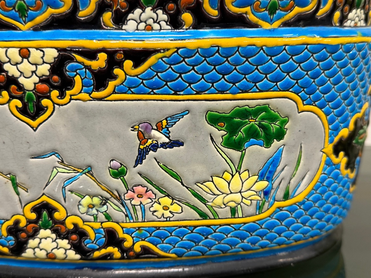BORDEAUX VIEILLARD - JARDINIÈRE EN ÉMAUX CLOISONNÉS CARANZA JAPONISANT-photo-2