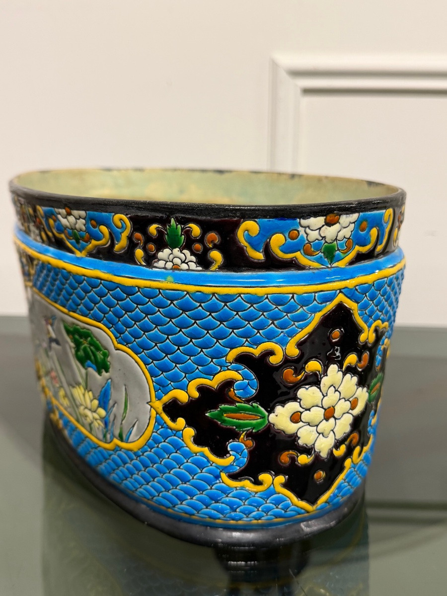 BORDEAUX VIEILLARD - JARDINIÈRE EN ÉMAUX CLOISONNÉS CARANZA JAPONISANT-photo-4