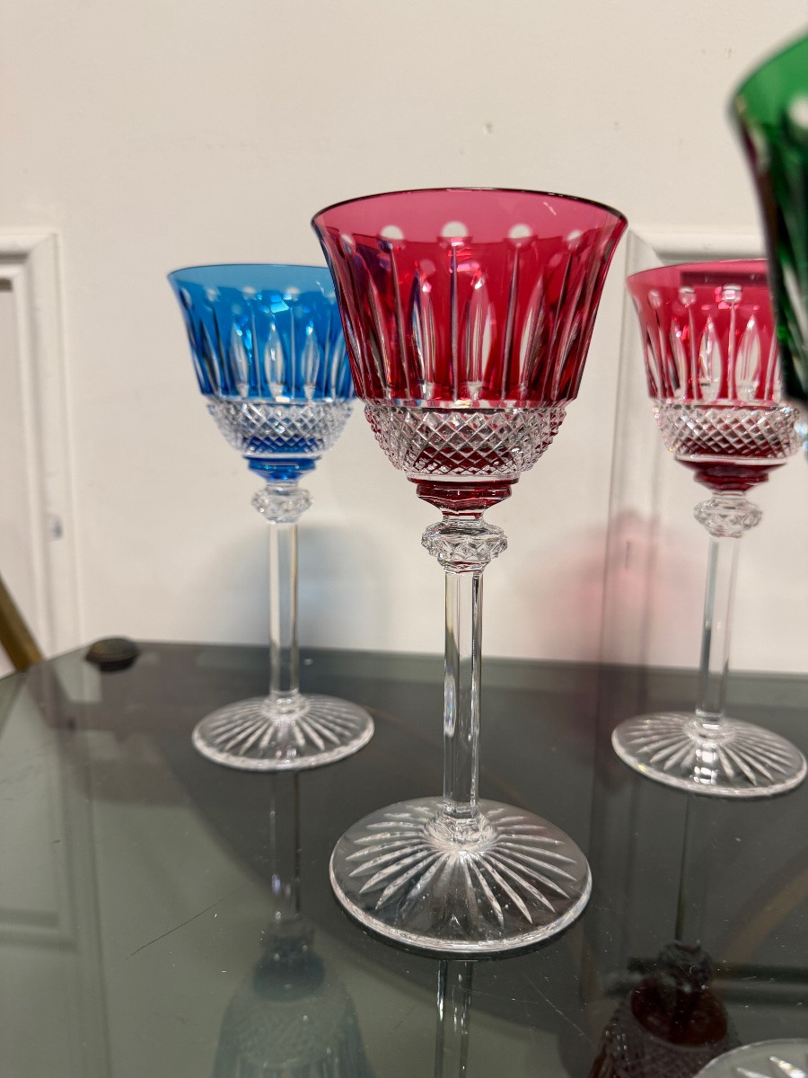 SAINT LOUIS - 6 VERRES ROEMERS EN CRISTAL DE COULEUR SAINT LOUIS MODÈLE TOMMY H: 19,6-photo-2