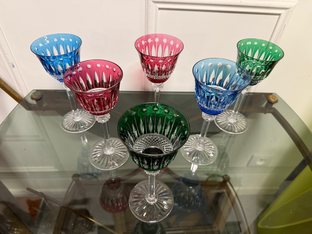 SAINT LOUIS - 6 VERRES ROEMERS EN CRISTAL DE COULEUR SAINT LOUIS MODÈLE TOMMY H: 19,6-photo-3