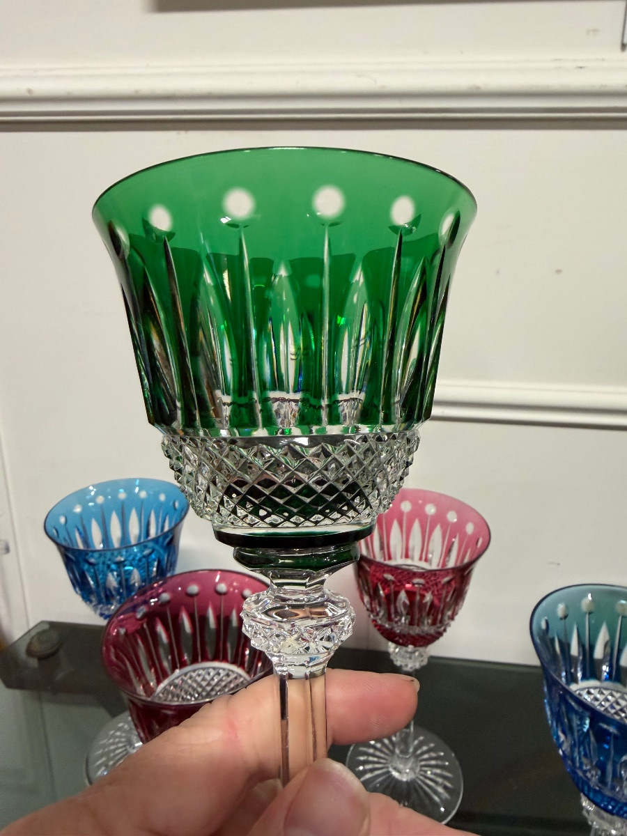 SAINT LOUIS - 6 VERRES ROEMERS EN CRISTAL DE COULEUR SAINT LOUIS MODÈLE TOMMY H: 19,6-photo-5