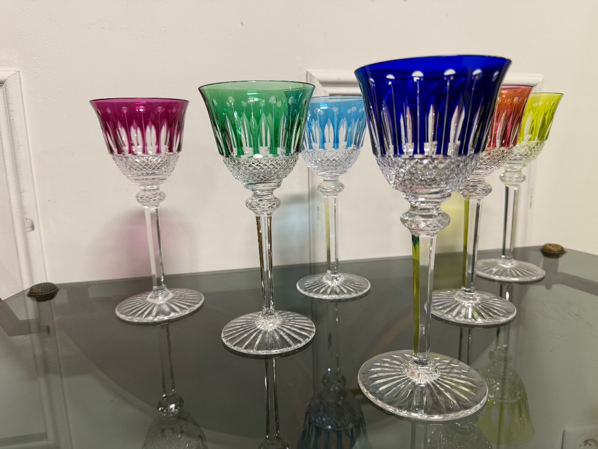 SAINT LOUIS - 6 VERRES ROEMERS EN CRISTAL DE COULEUR SAINT LOUIS MODÈLE TOMMY H: 19,6-photo-3