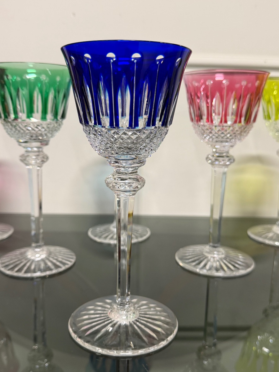 SAINT LOUIS - 6 VERRES ROEMERS EN CRISTAL DE COULEUR SAINT LOUIS MODÈLE TOMMY H: 19,6-photo-2
