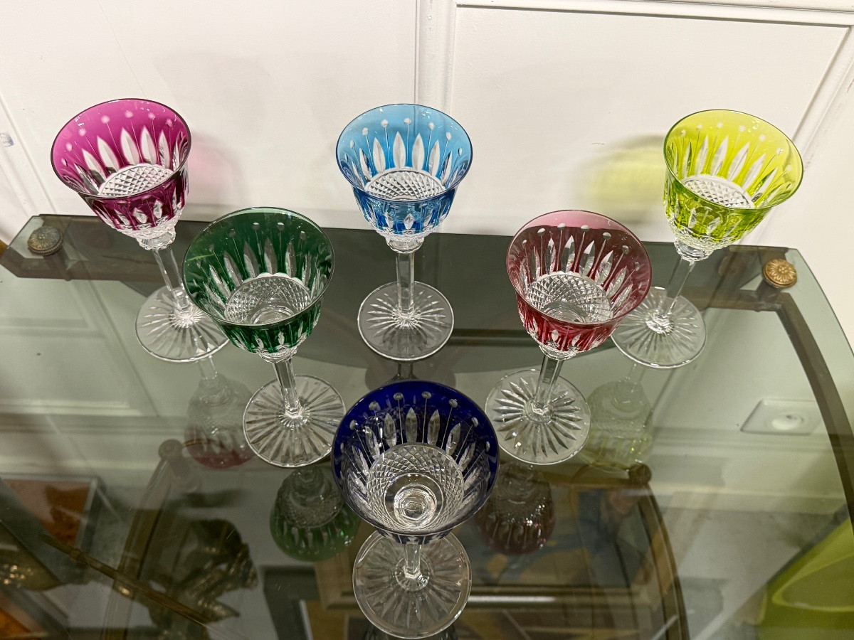 SAINT LOUIS - 6 VERRES ROEMERS EN CRISTAL DE COULEUR SAINT LOUIS MODÈLE TOMMY H: 19,6-photo-3