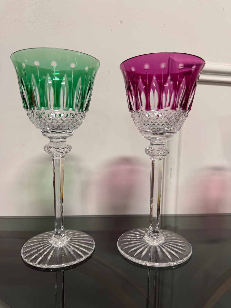 SAINT LOUIS - 6 VERRES ROEMERS EN CRISTAL DE COULEUR SAINT LOUIS MODÈLE TOMMY H: 19,6-photo-6