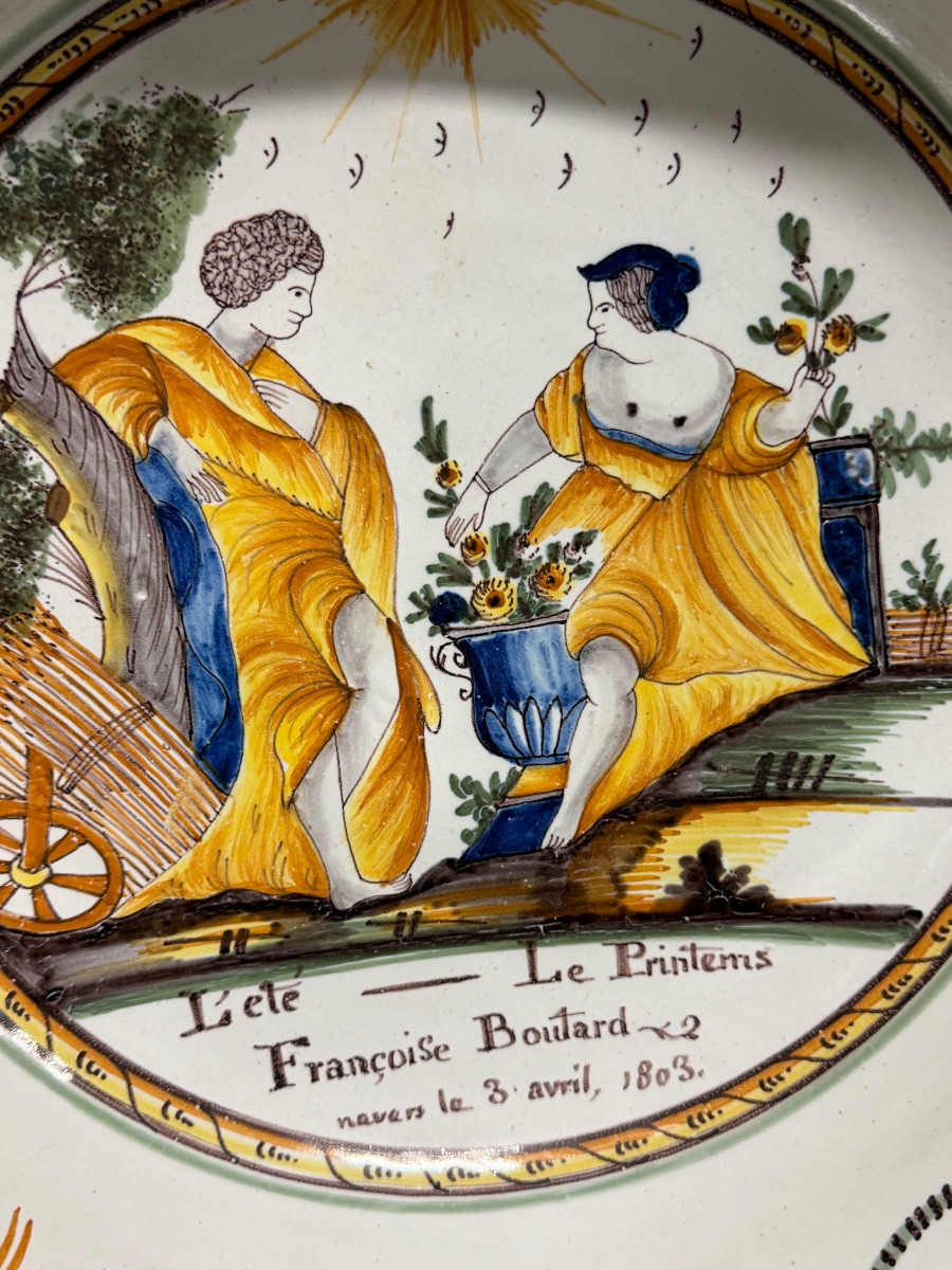 Nevers Earthenware Bowl / Salad Bowl With Patronymic 18th Century-photo-2