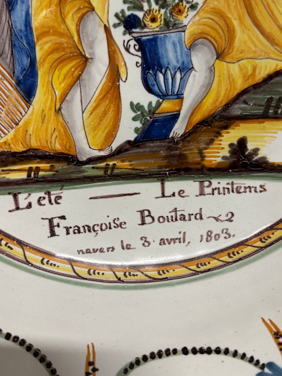 Nevers Earthenware Bowl / Salad Bowl With Patronymic 18th Century-photo-1