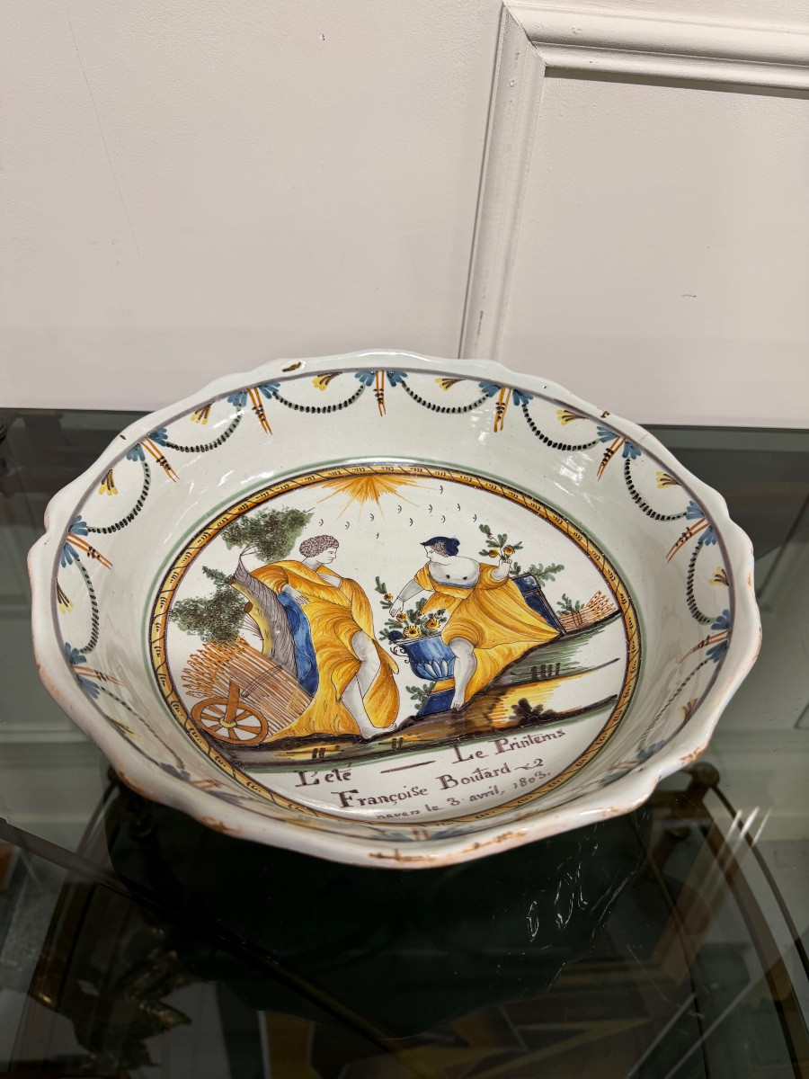 Nevers Earthenware Bowl / Salad Bowl With Patronymic 18th Century-photo-5