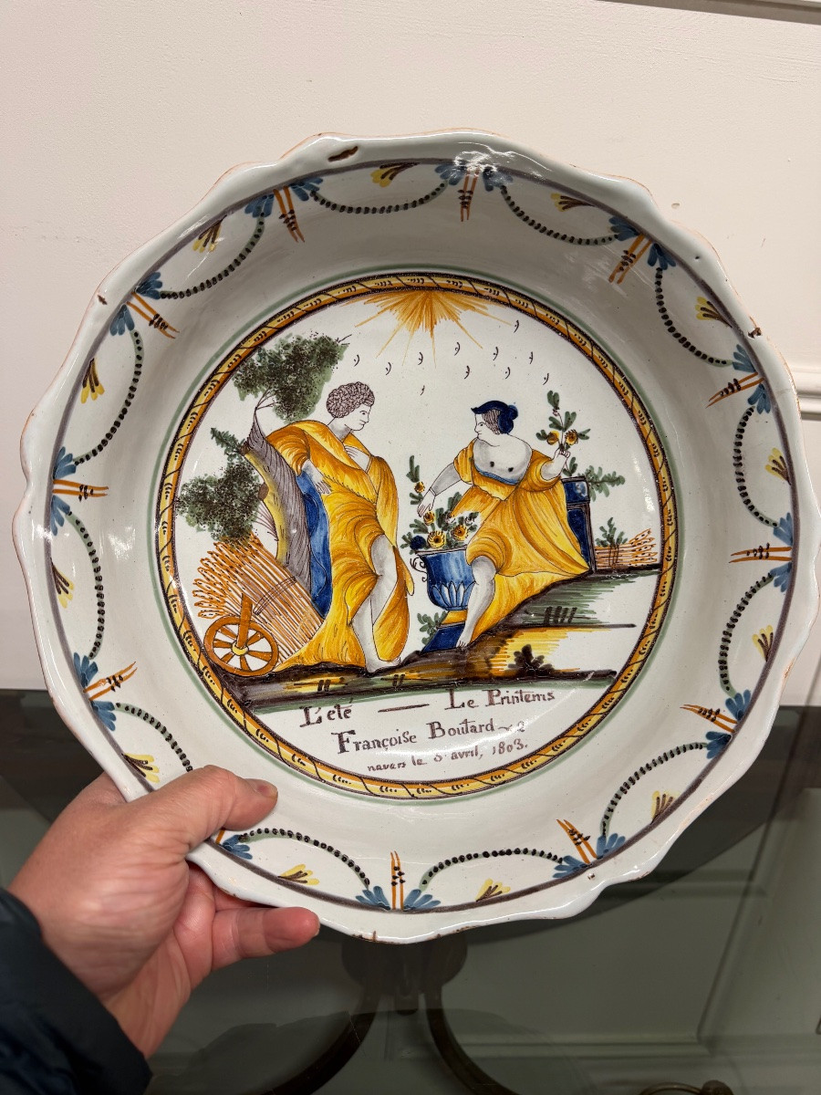 Nevers Earthenware Bowl / Salad Bowl With Patronymic 18th Century-photo-6