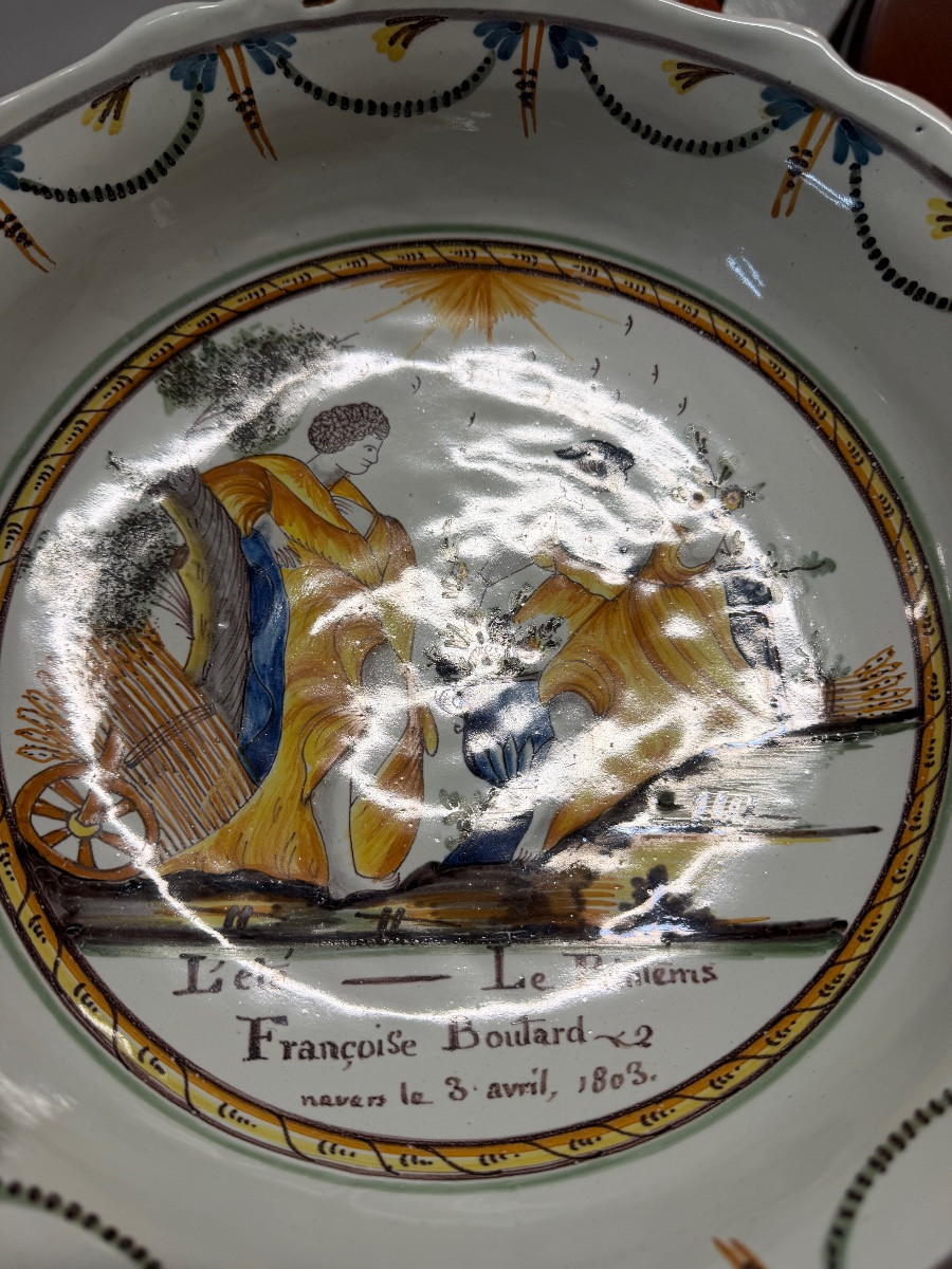 Nevers Earthenware Bowl / Salad Bowl With Patronymic 18th Century-photo-8