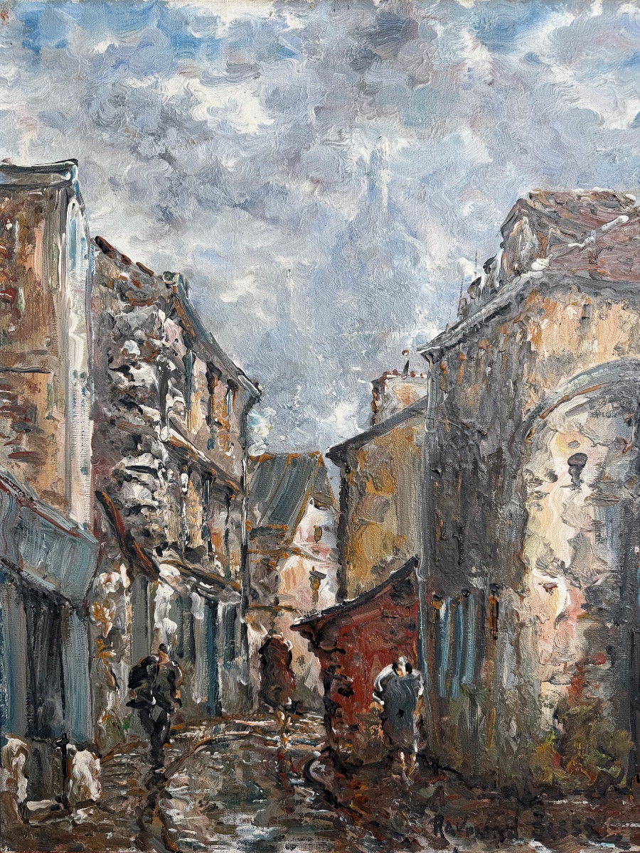 Raymond Besse - Montmartre On A Cloudy Day Oil On Canvas-photo-2