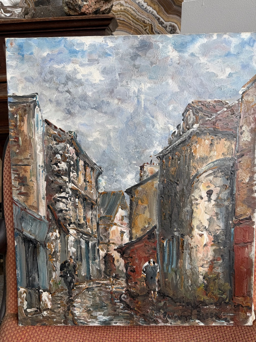 Raymond Besse - Montmartre On A Cloudy Day Oil On Canvas-photo-2