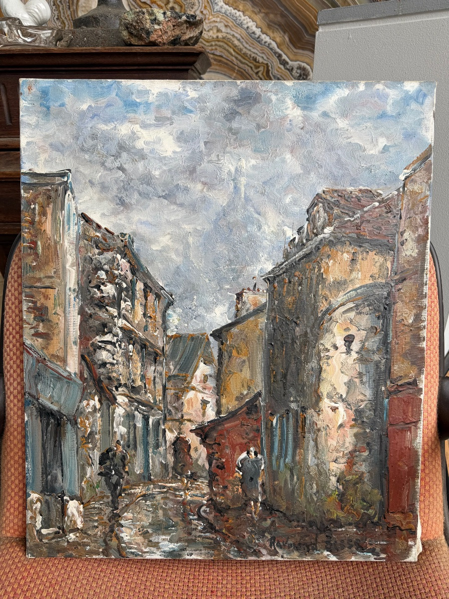 Raymond Besse - Montmartre On A Cloudy Day Oil On Canvas-photo-6