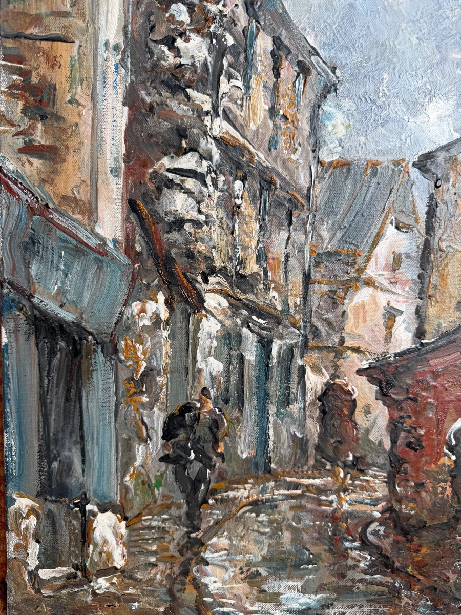 Raymond Besse - Montmartre On A Cloudy Day Oil On Canvas-photo-7