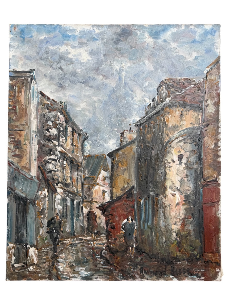 Raymond Besse - Montmartre On A Cloudy Day Oil On Canvas