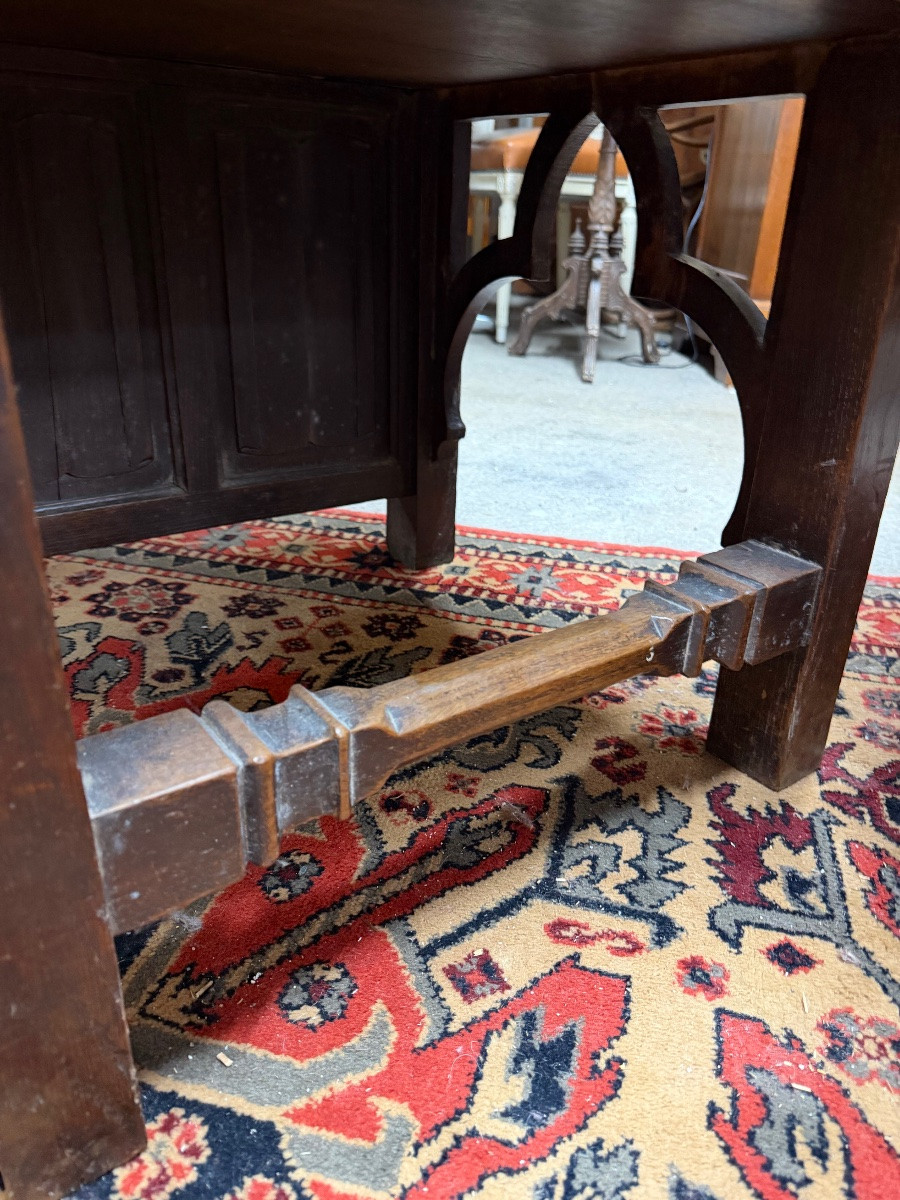 Paire de chaises de style Néo gothique en chêne époque fin 19ème-photo-8