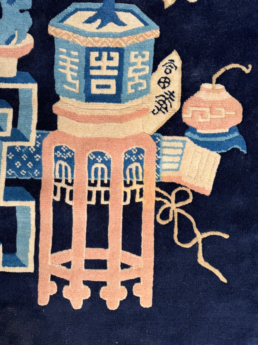 Early 20th Century Chinese Handmade Wool Rug-photo-4