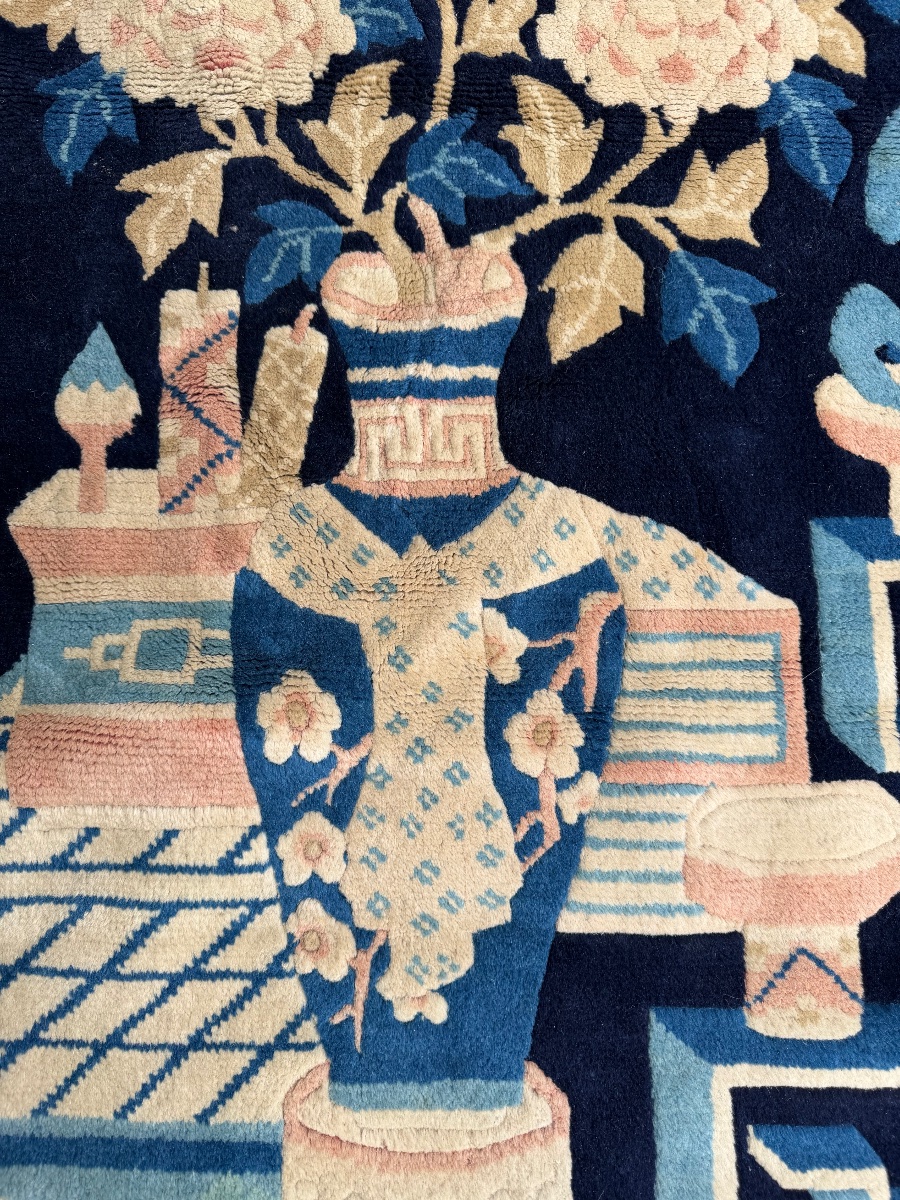 Early 20th Century Chinese Handmade Wool Rug-photo-2