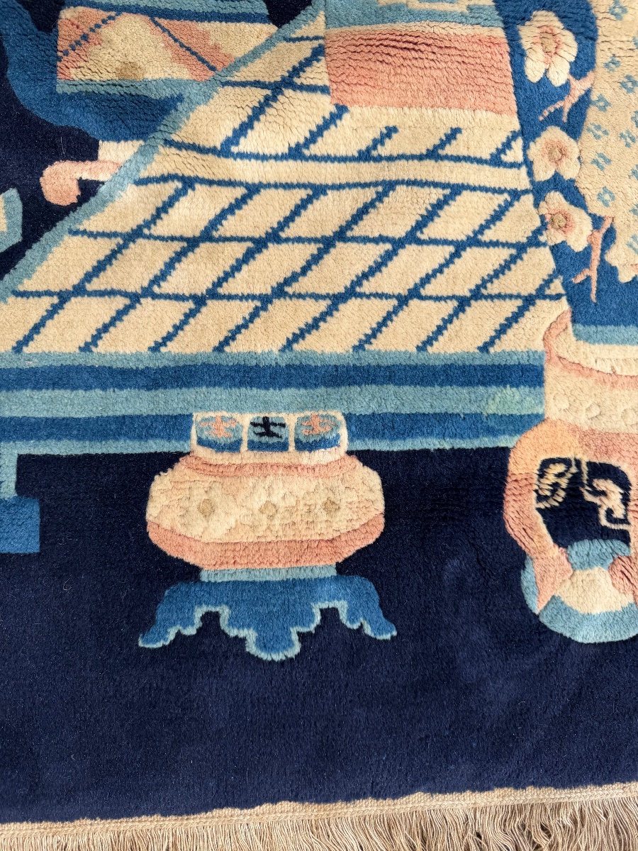 Early 20th Century Chinese Handmade Wool Rug-photo-4