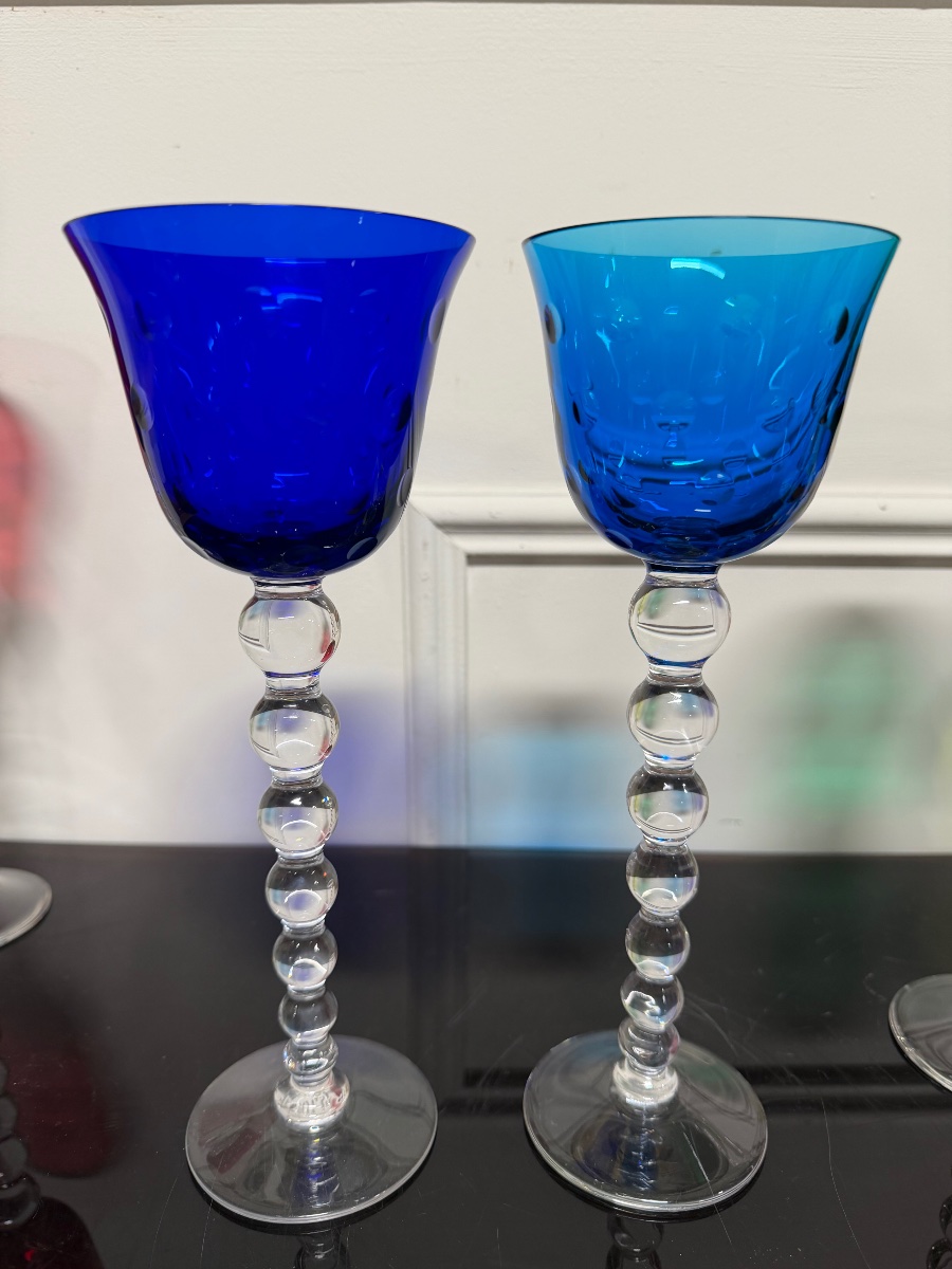 Saint Louis Modèle Bubbles - 6 Verres à Vin Roemers En Cristal De Couleur H: 24,5 Cm-photo-1