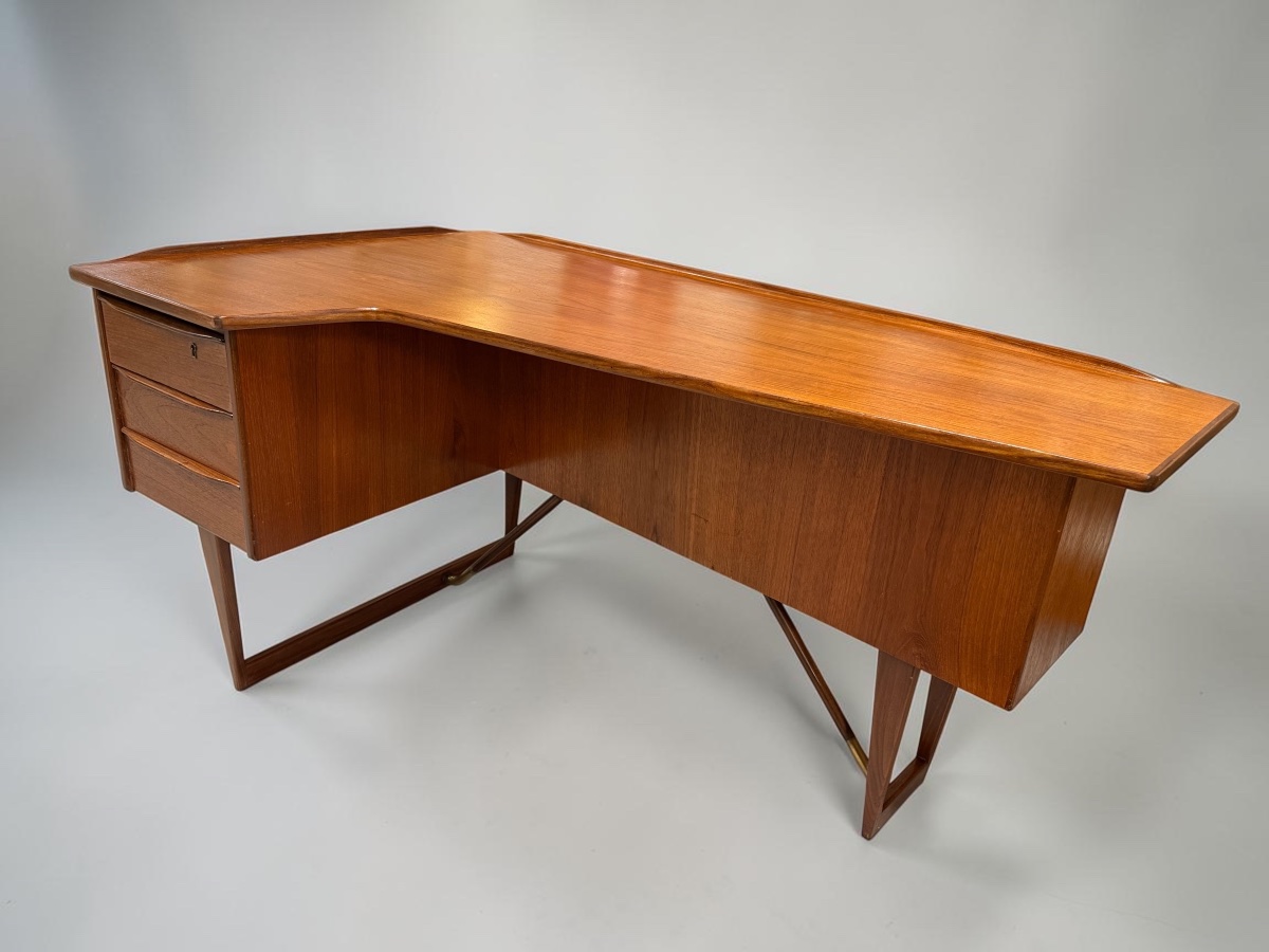 Bureau Boomerang par Peter Lovig Nielsen en Teck Danemark circa 1960-photo-2