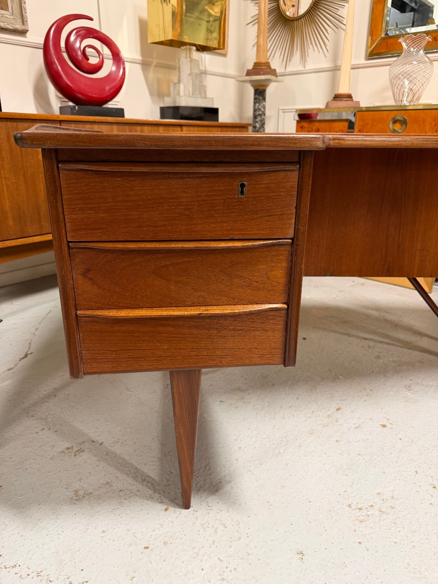 Bureau Boomerang par Peter Lovig Nielsen en Teck Danemark circa 1960-photo-3