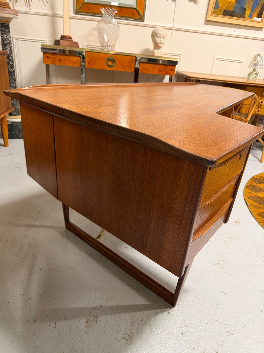 Bureau Boomerang par Peter Lovig Nielsen en Teck Danemark circa 1960-photo-6