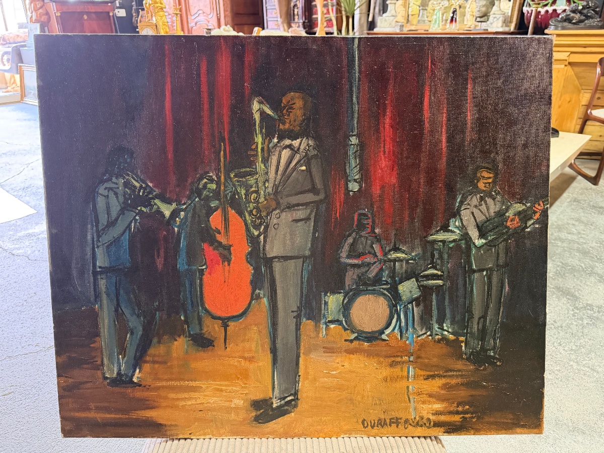 Le Jazz Band - Huile sur toile signée Duraffourd Époque milieu XXème-photo-2