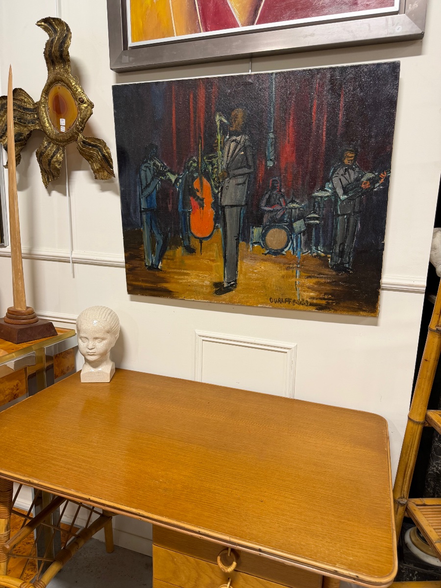 Le Jazz Band - Huile sur toile signée Duraffourd Époque milieu XXème-photo-8