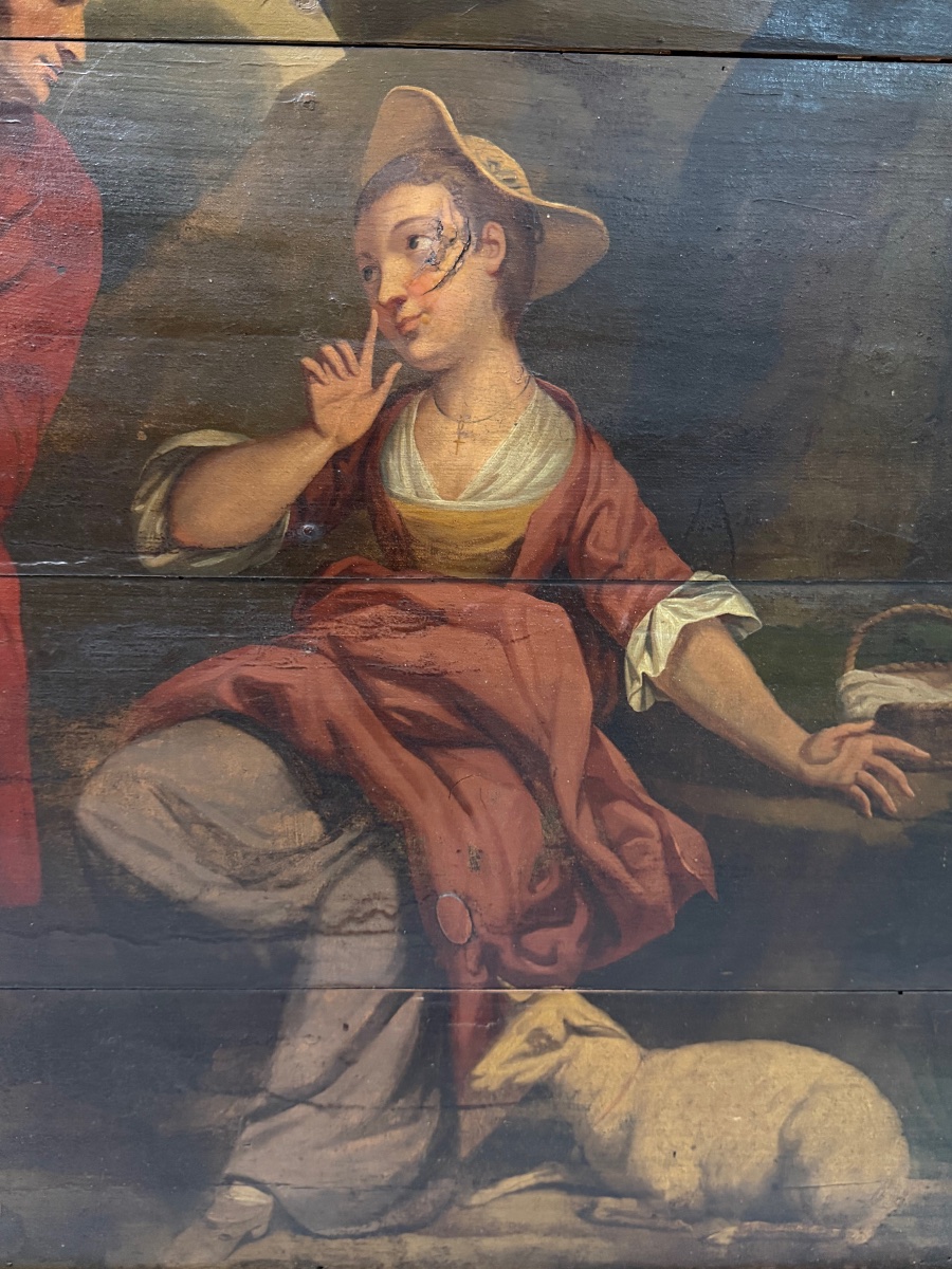 Peinture de boiserie - Scène romantique époque fin 18ème début 19ème-photo-7