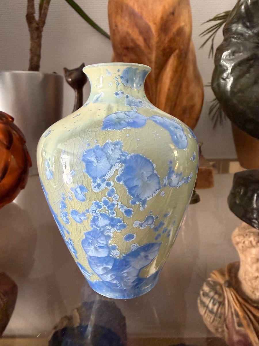 Sèvres - Small Porcelain Vase With A Crystallization Pattern, Circa 1900-photo-2