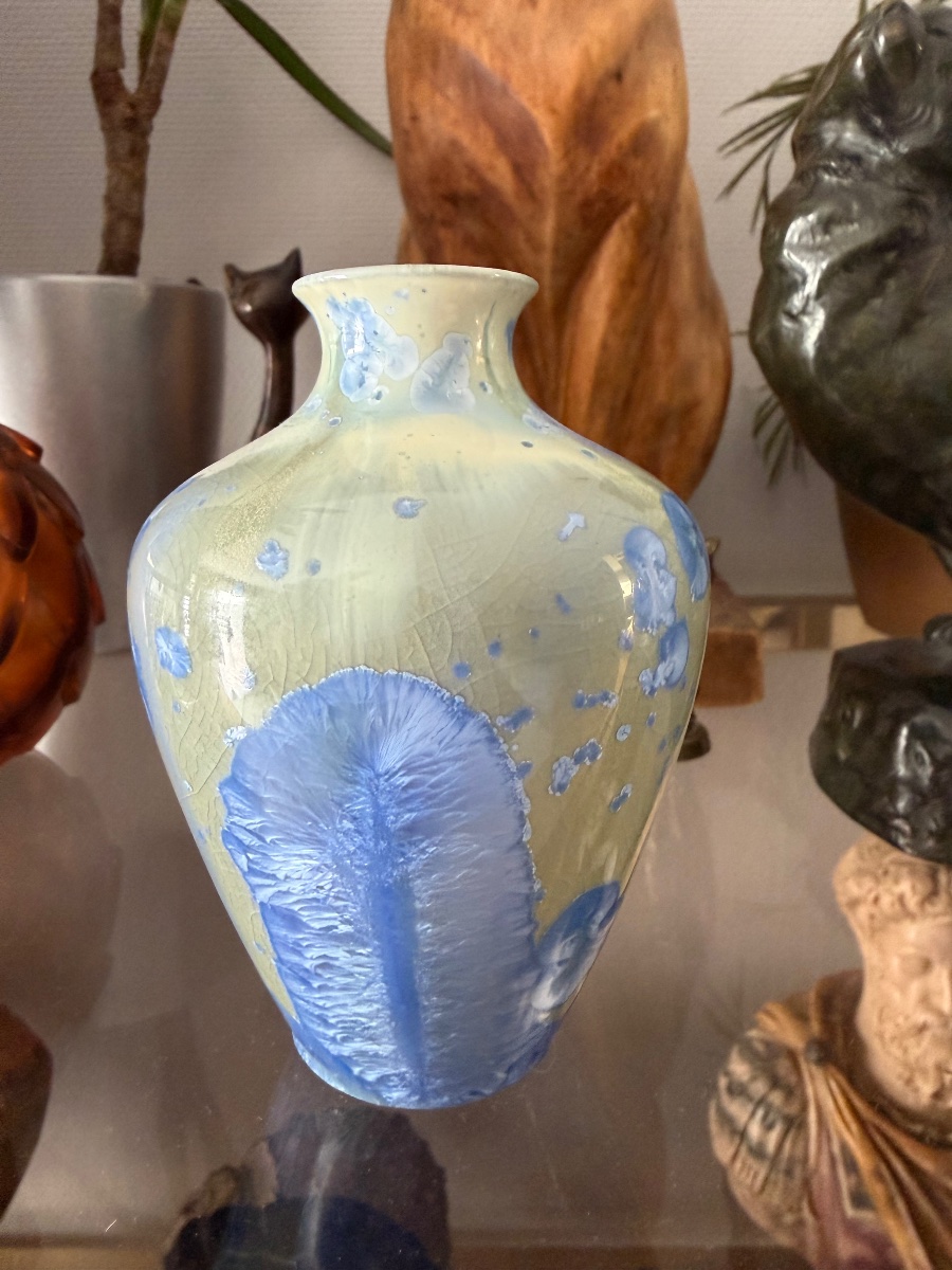 Sèvres - Small Porcelain Vase With A Crystallization Pattern, Circa 1900-photo-4
