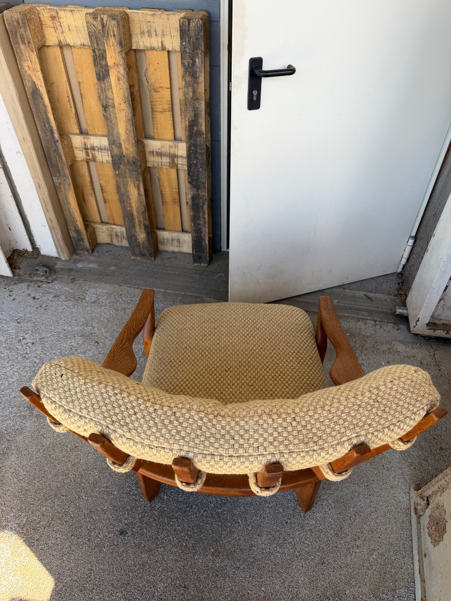 Guillerme et Chambron - Fauteuil Roméo Edition Votre Maison Circa 1960-photo-4