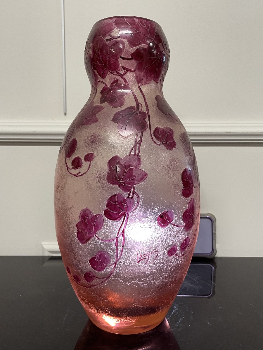 Legras - Large Vase, Rubis Art Nouveau Series, H: 35 Cm-photo-3