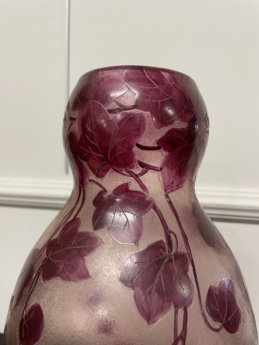 Legras - Large Vase, Rubis Art Nouveau Series, H: 35 Cm-photo-4