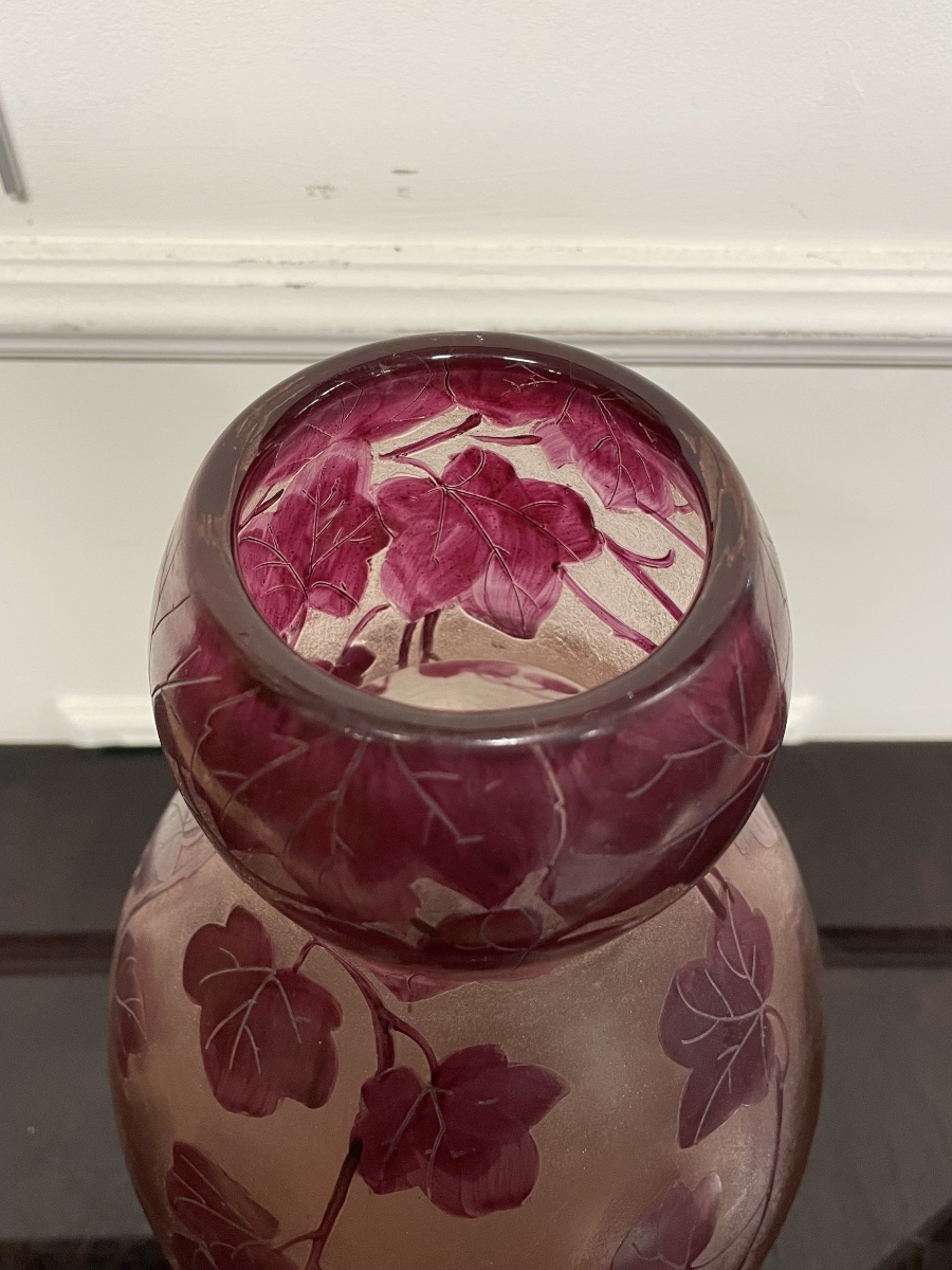 Legras - Large Vase, Rubis Art Nouveau Series, H: 35 Cm-photo-1