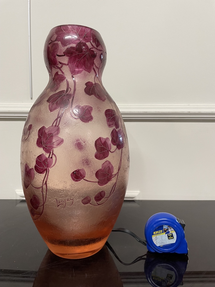 Legras - Large Vase, Rubis Art Nouveau Series, H: 35 Cm-photo-5