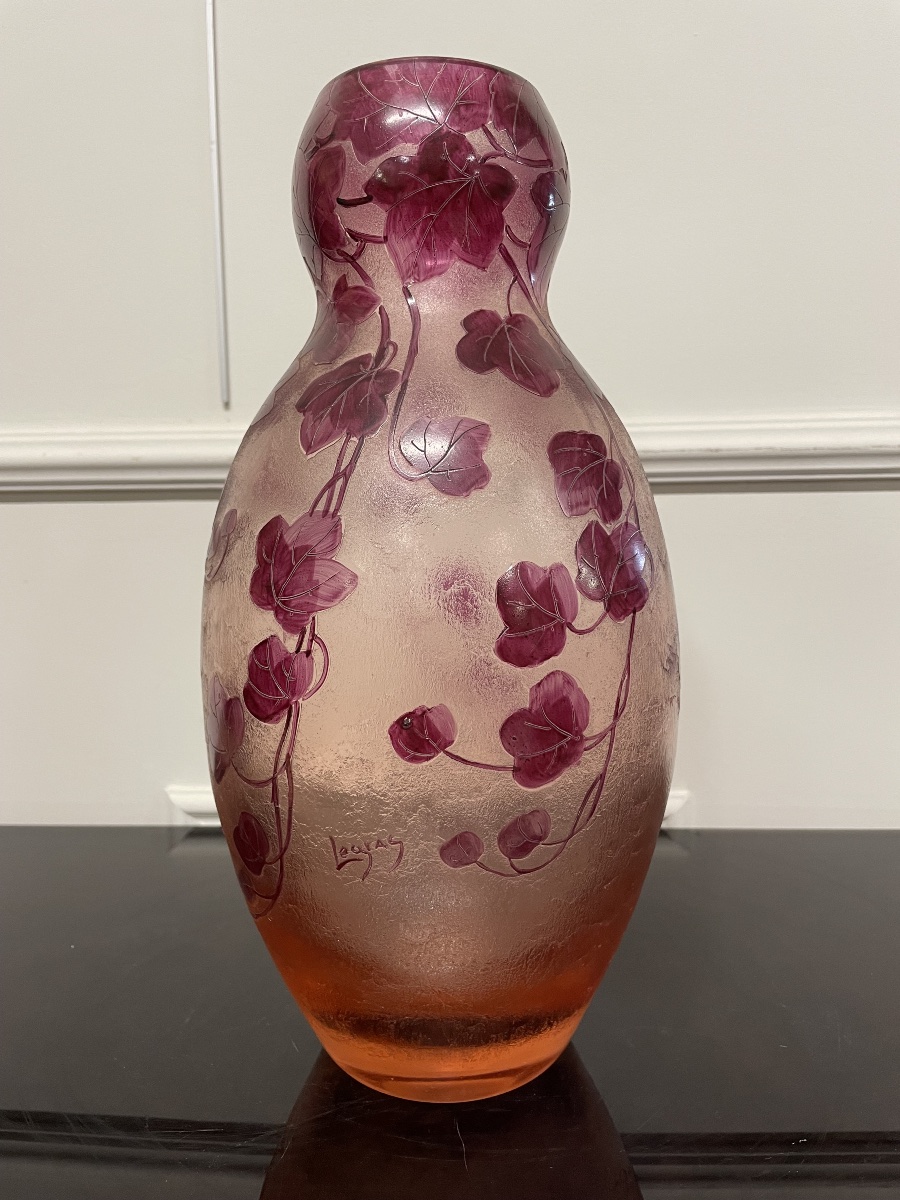 Legras - Large Vase, Rubis Art Nouveau Series, H: 35 Cm