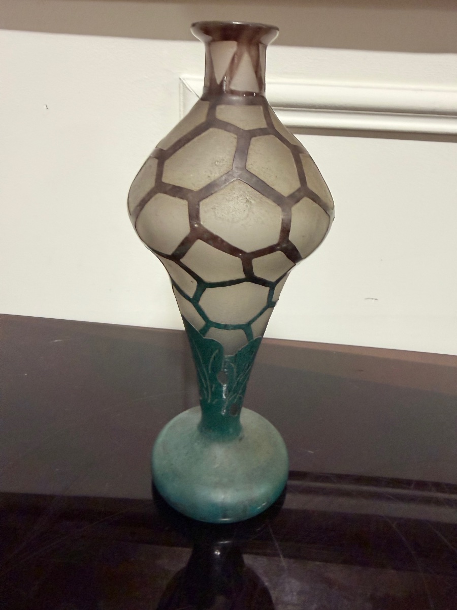 Schneider - French Glass - Small Vase With Dimples, H: 21 Cm-photo-2