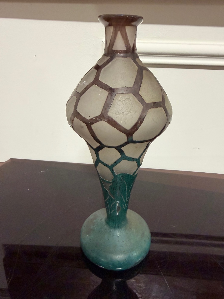 Schneider - French Glass - Small Vase With Dimples, H: 21 Cm
