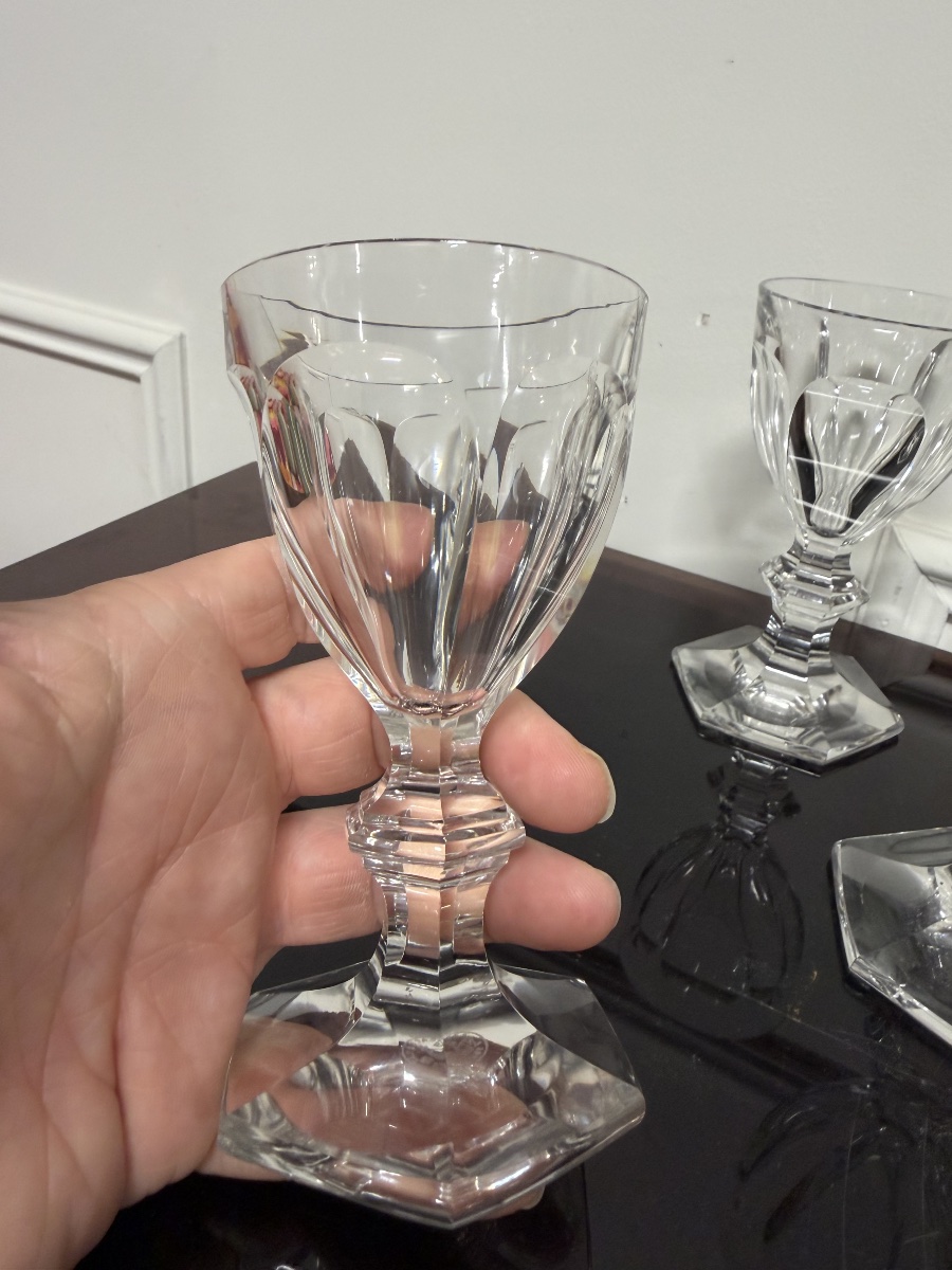 8 Baccarat Crystal White Wine Glasses, Harcourt Model, H: 12 Cm-photo-1