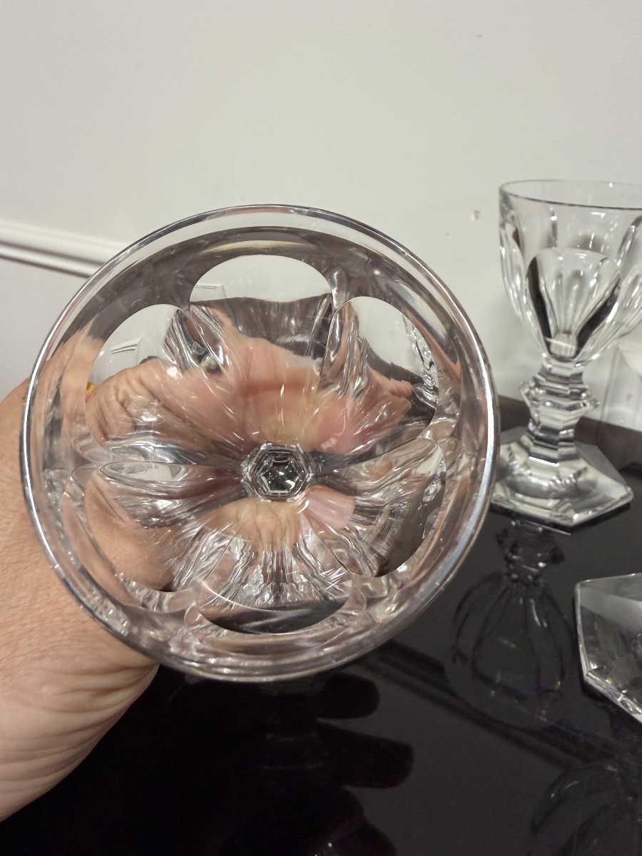 8 Baccarat Crystal White Wine Glasses, Harcourt Model, H: 12 Cm-photo-6