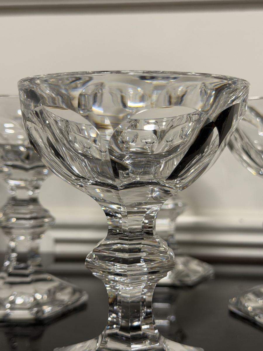 5 Baccarat Crystal Champagne Glasses, Harcourt Model, H: 13 Cm-photo-4