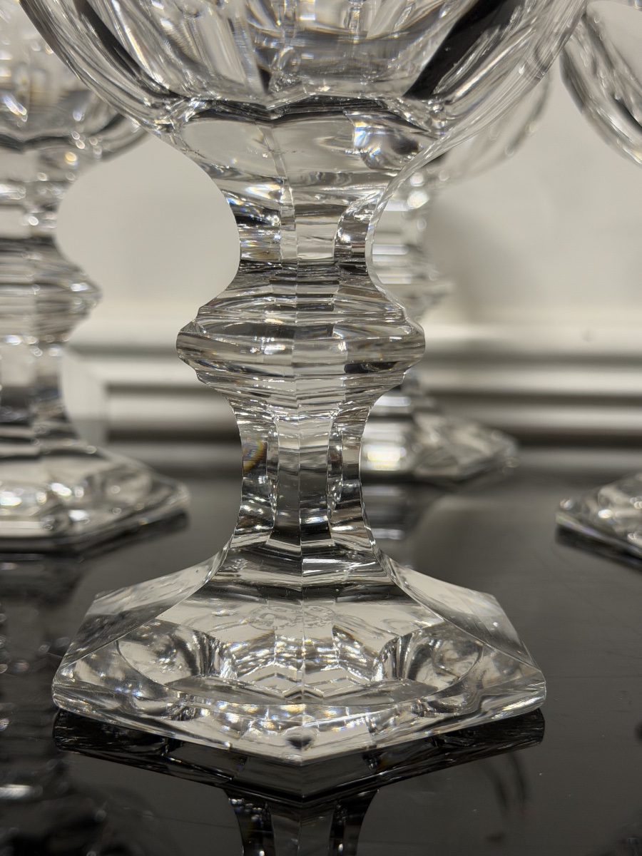 5 Baccarat Crystal Champagne Glasses, Harcourt Model, H: 13 Cm-photo-1