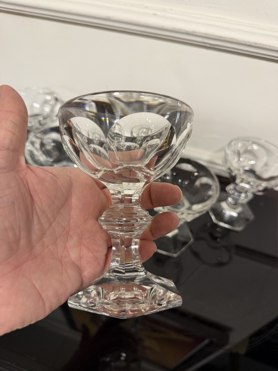 5 Baccarat Crystal Champagne Glasses, Harcourt Model, H: 13 Cm-photo-3