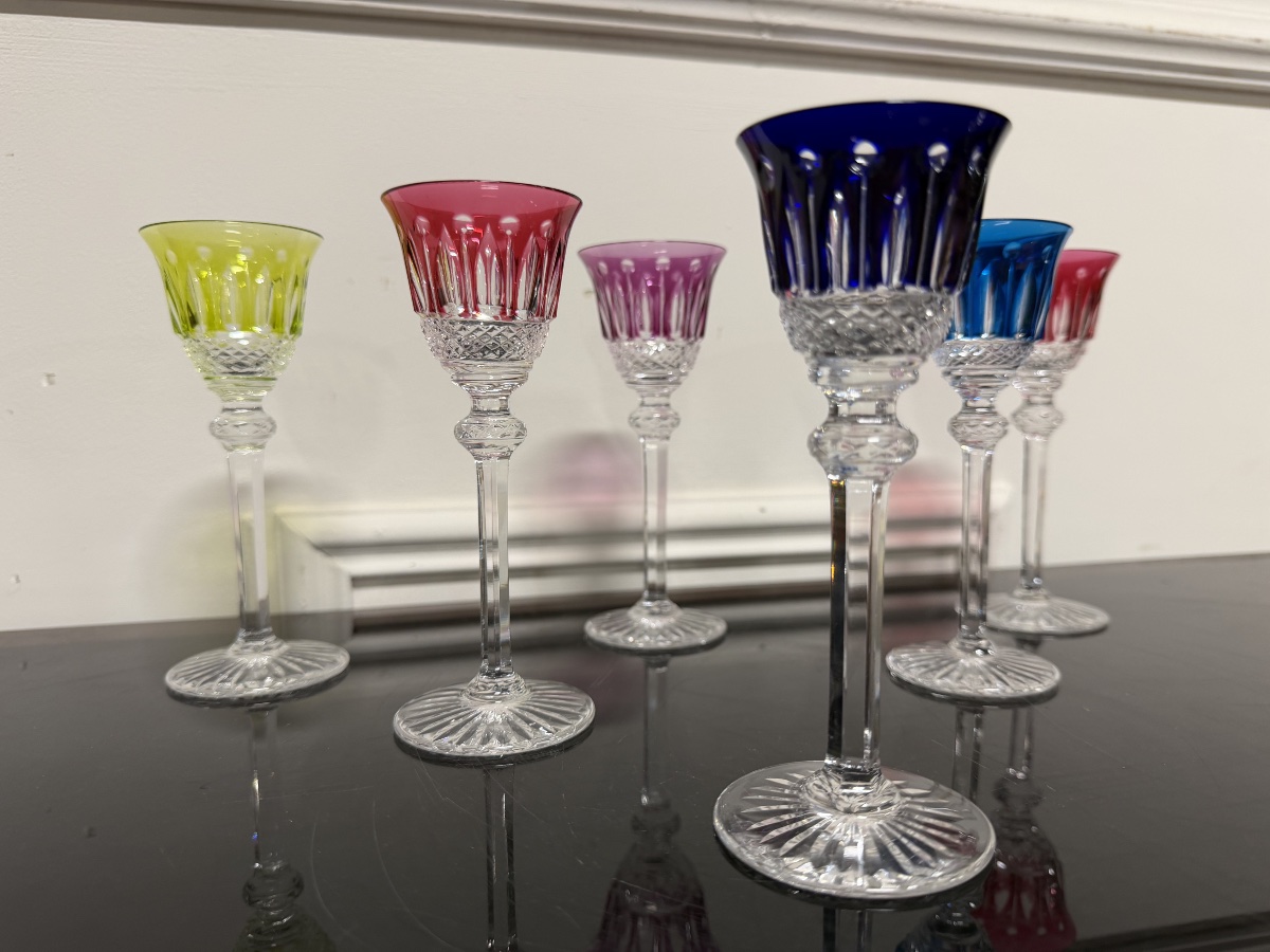 6 Saint Louis-colored Crystal Liqueur Glasses, Tommy H Model: 13.5 Cm-photo-3