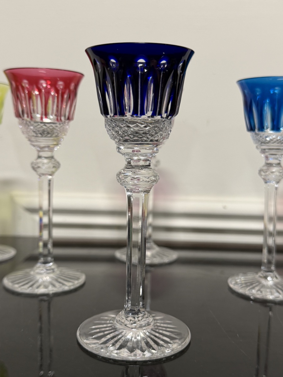6 Saint Louis-colored Crystal Liqueur Glasses, Tommy H Model: 13.5 Cm-photo-4