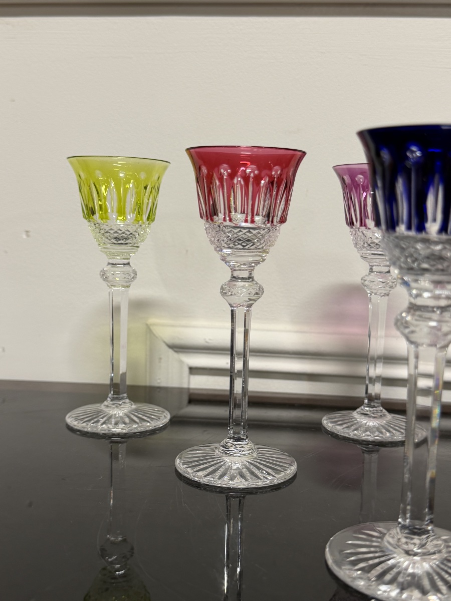6 Saint Louis-colored Crystal Liqueur Glasses, Tommy H Model: 13.5 Cm-photo-2