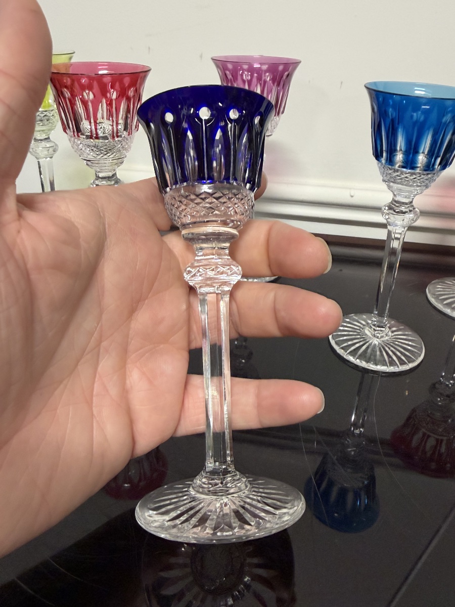 6 Saint Louis-colored Crystal Liqueur Glasses, Tommy H Model: 13.5 Cm-photo-4