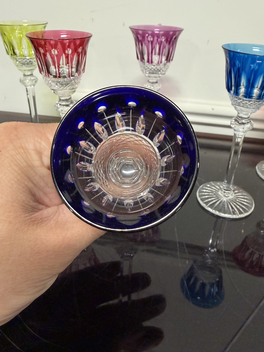 6 Saint Louis-colored Crystal Liqueur Glasses, Tommy H Model: 13.5 Cm-photo-5